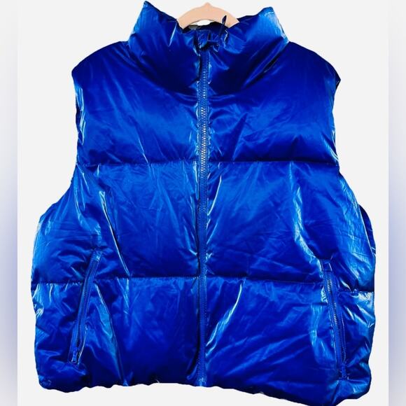 Old Navy Water-Resistant Shinny Catalyst Blue Puffer Vest. Size XL. Worn Once! - Picture 3 of 10